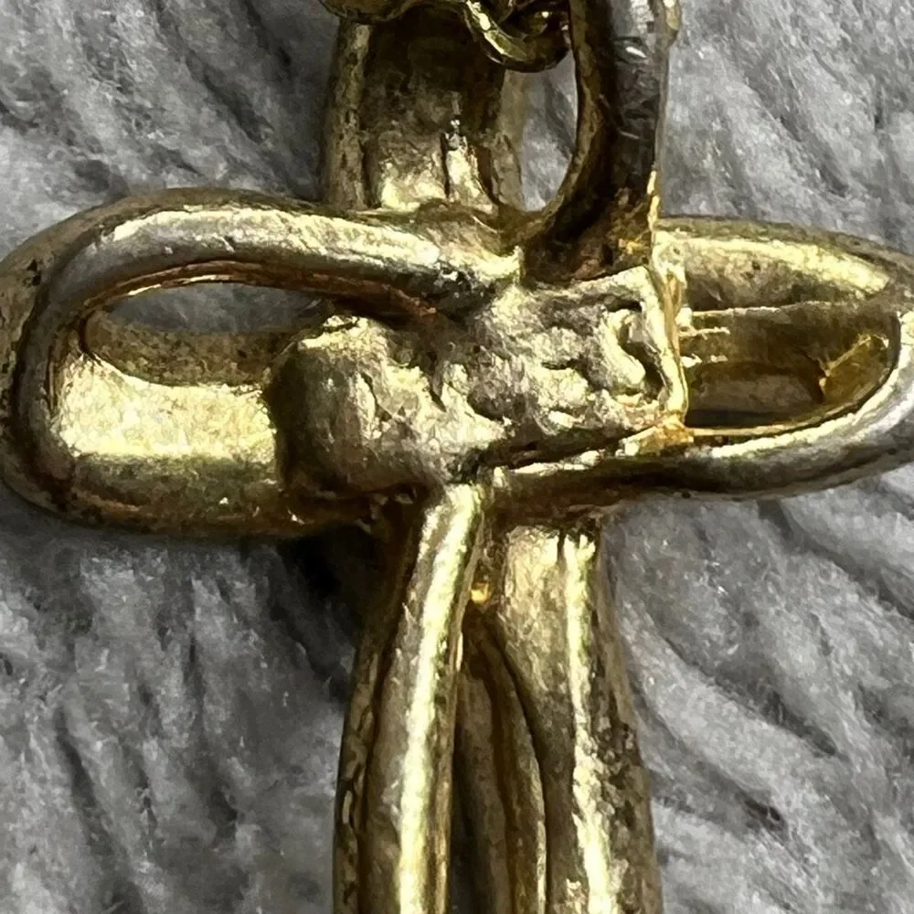 Vintage, Sterling Silver Gold Tone Spiral Cross Twisted Link Chain Clasp Closure